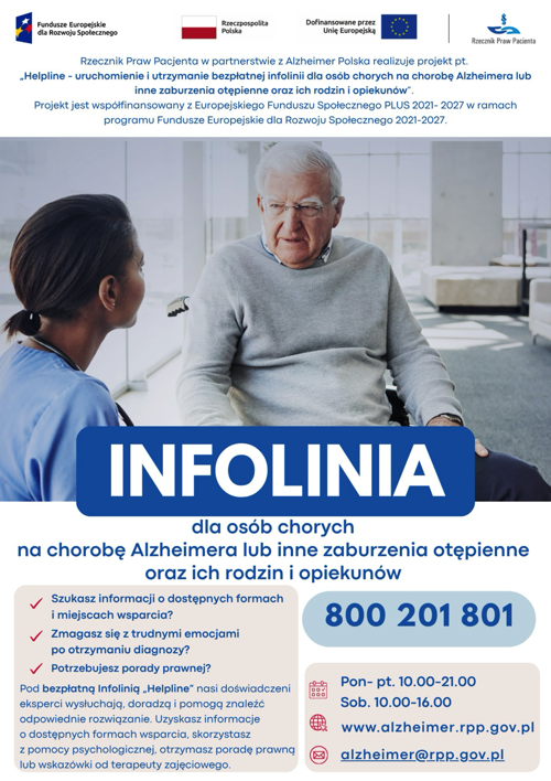 Bezpłatna infolinia dla osób z chorobą Alzheimera i ich opiekunów
