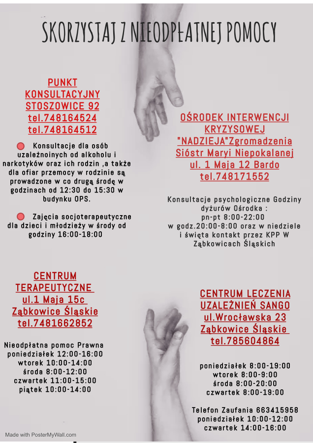 Plakat - SKORZYSTAJ Z NIEODPŁATNEJ POMOCY