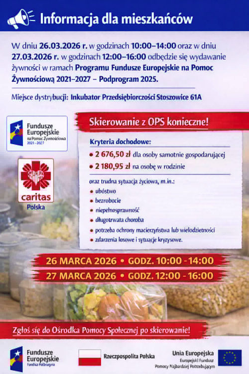 Wydanie Żywności w ramach Programu FEPŻ Podprogram 2025